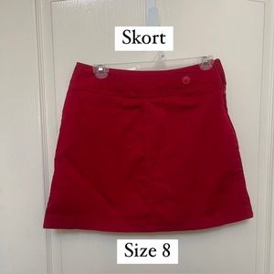 Red skirt shorts skort summer clothes
